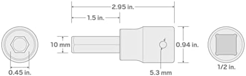 כונן טקטון 1/2 אינץ 'x 10 ממ משושה השפעה על שקע סיביות | SIB23210